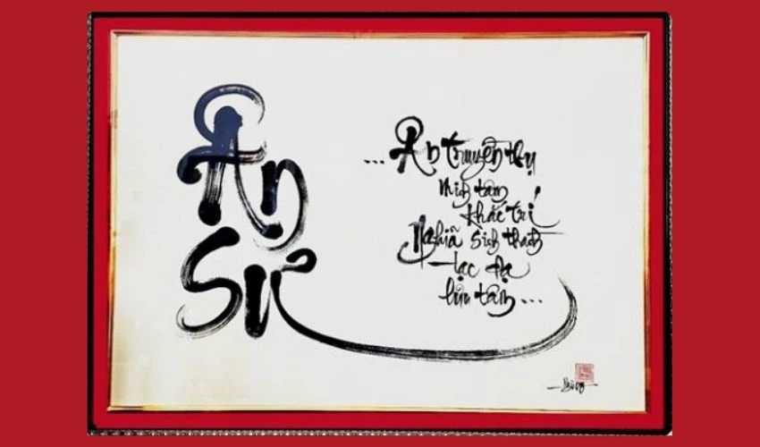 Tranh thư pháp tông trắng đen đơn giản, thanh lịch