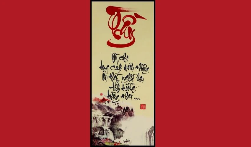 Tranh thư pháp chữ Thầy ấn tượng