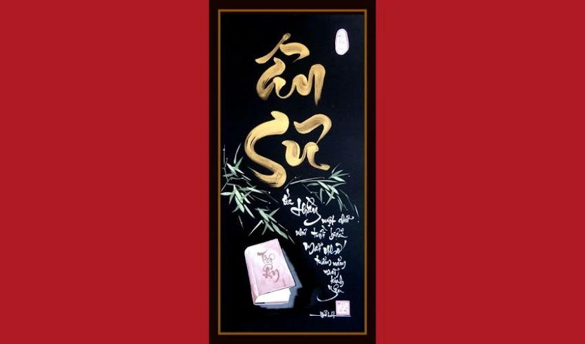 Tranh Ân Sư chữ vàng nền đen siêu đẹp tặng thầy cô