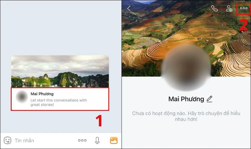 Tại khung trò chuyện, bạn hãy nhấn vào ảnh đại điện