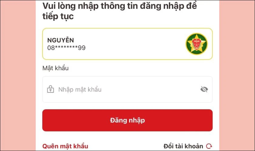 Đăng nhập vào ứng dụng VNeID bằng số CCCD