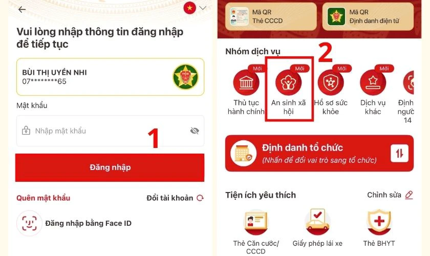 Cách tích hợp tài khoản hưởng an sinh xã hội trên VNeID