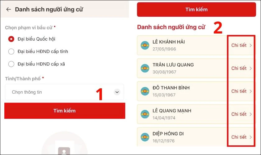 Xem danh sách người ứng cử đại biểu Quốc hội