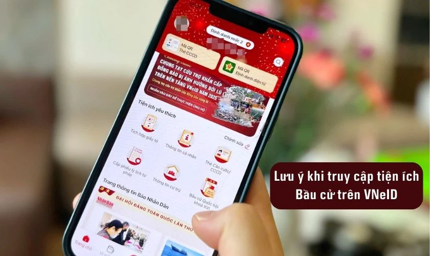 Lưu ý khi truy cập tiện ích Bầu cử trên VNeID