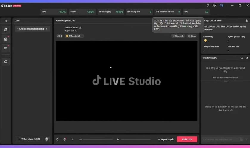 Mở phần mềm TikTok LIVE Studio trên máy tính