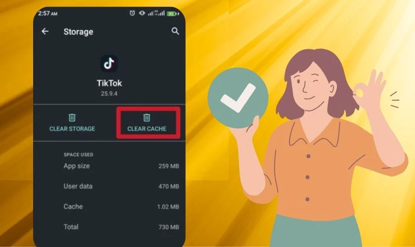 Xóa cache ứng dụng hoặc thử lại trên thiết bị khác