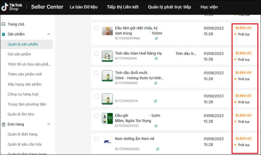 Dấu hiệu nhận biết TikTok Seller bị lỗi