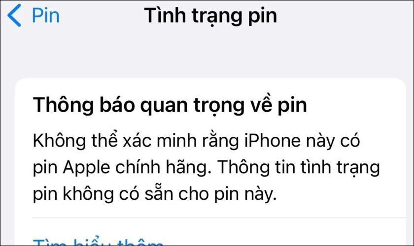 Thông báo quan trọng về pin