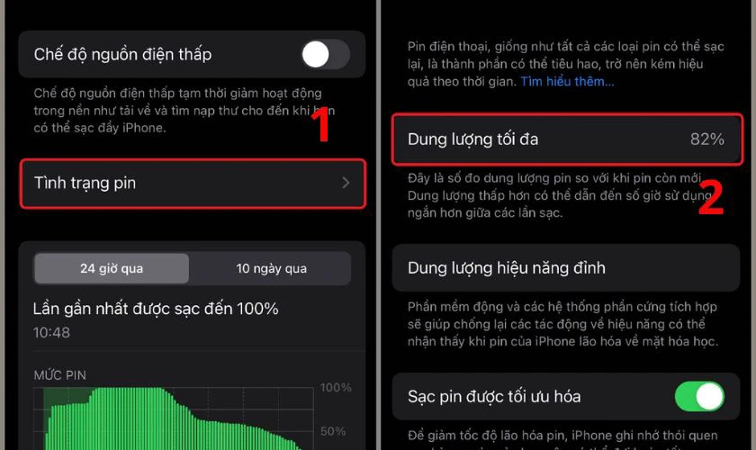 Trong giao diện Pin, chọn Tình trạng pin