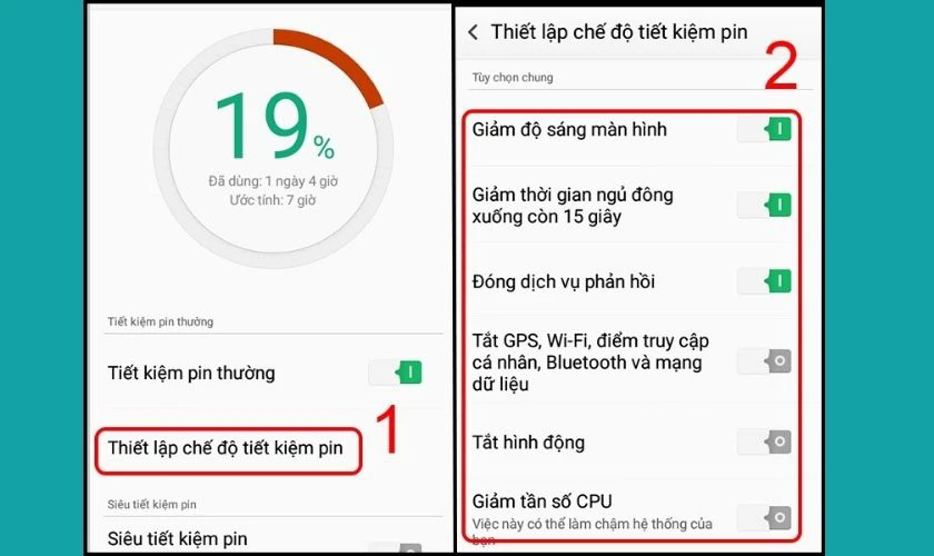 Bật chế độ Tiết kiệm pin