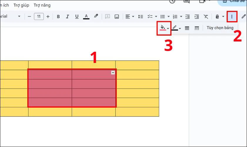 Cách xóa màu bảng trong Google Docs nhanh chóng