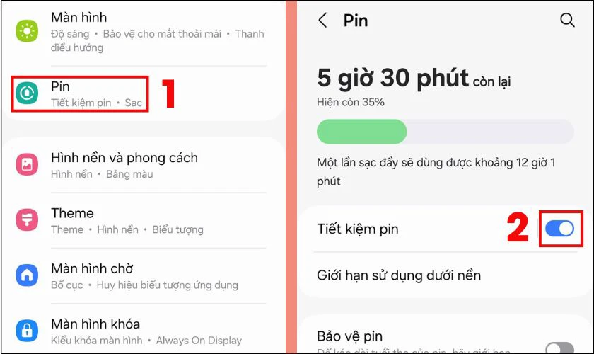 Bật chế độ tiết kiệm pin trên Samsung