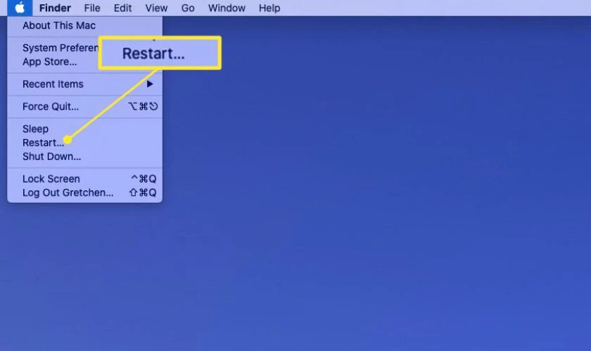Khởi động lại MacBook để khắc phục lỗi Touch bar bị xanh