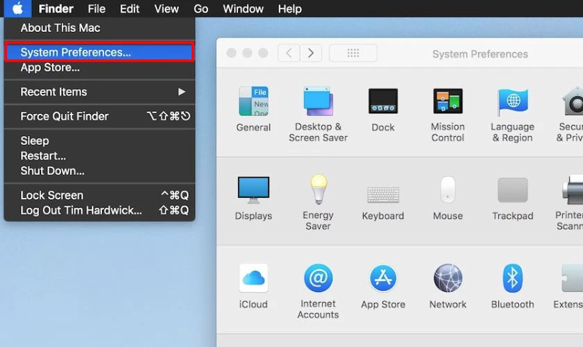 Truy cập vào System Preferences...