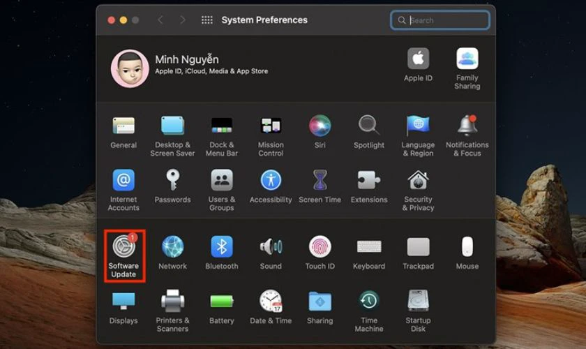 Bấm Software Update để kiểm tra và cài đặt phiên bản mới nhất