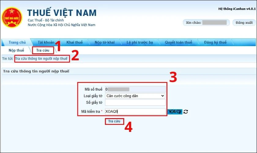 Thực hiện tra cứu thông tin