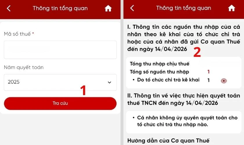 Nhập thông tin và xem kết quả