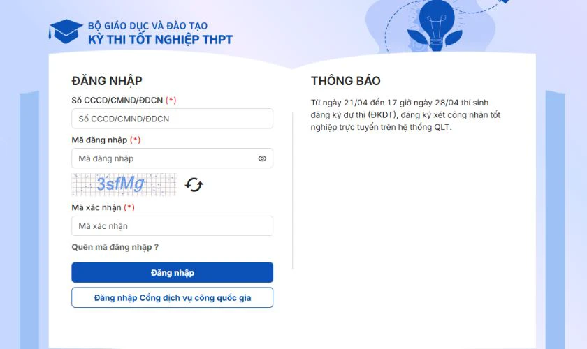 Tra số báo danh thi THPT trên website