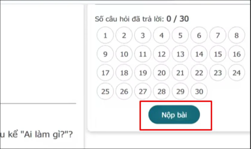 Hoàn thành bài thi và nộp kết quả khi hết thời gian