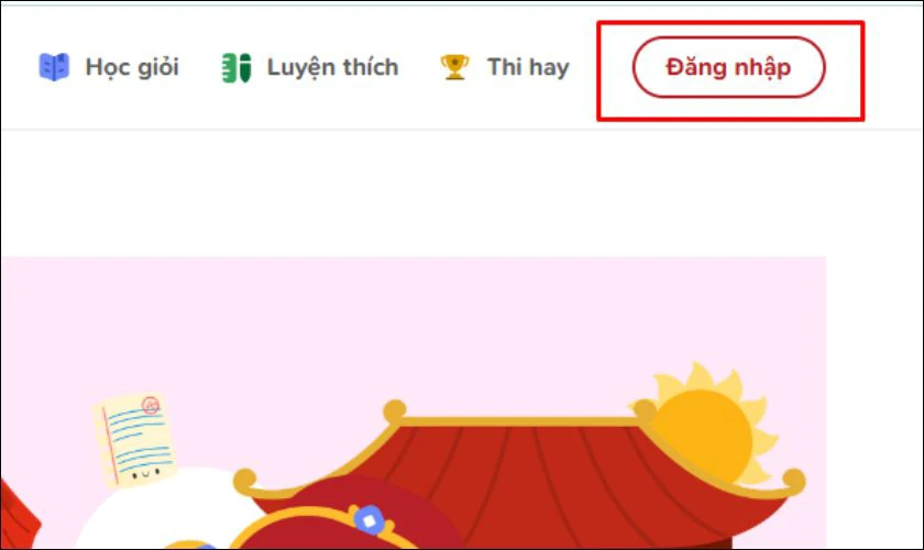 Nhấn vào nút 3 dấu ngạch ngang hoặc nút Đăng nhập
