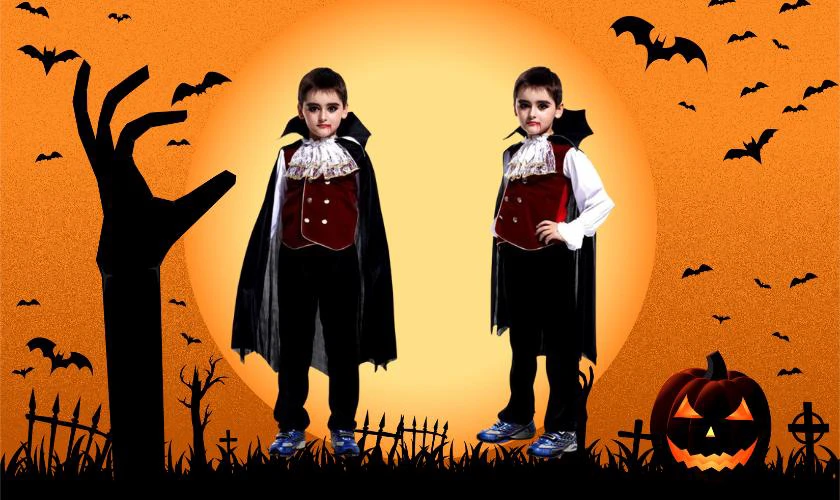 Trang phục Halloween tự làm cho bé trai - Ma cà rồng quý tộc