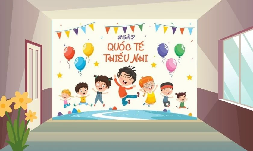 Cánh cửa trang trí hình động vật cho ngày Quốc tế Thiếu nhi