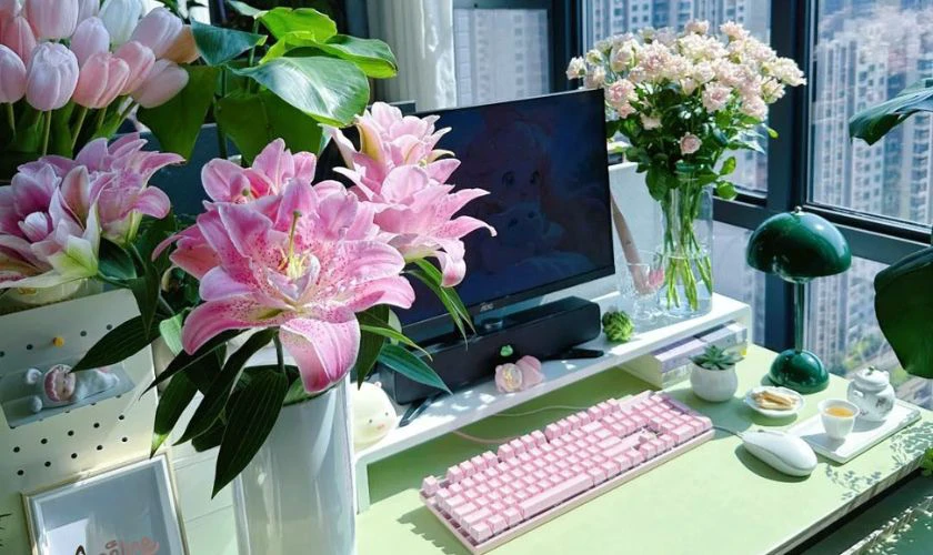 Mẫu trang trí văn phòng chủ đề ngày Phụ nữ Việt Nam