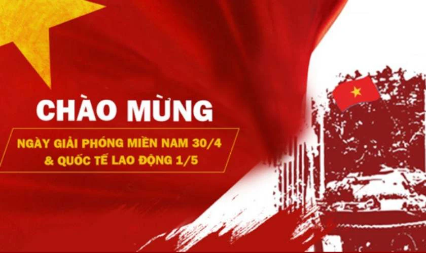 Trang trí 30/4 1/5 với phông nền backdrop kết hợp ánh sáng đẹp mắt