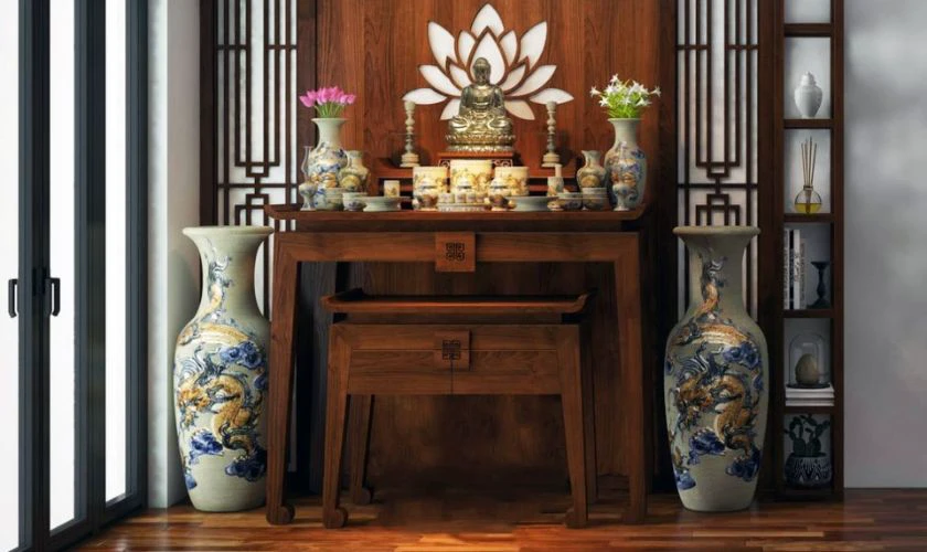 Mẫu trang trí bàn thờ Phật ngày Tết 2026