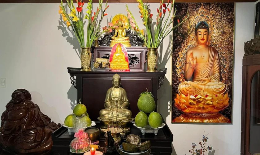 Mẫu trang trí bàn thờ Phật Tết 2026