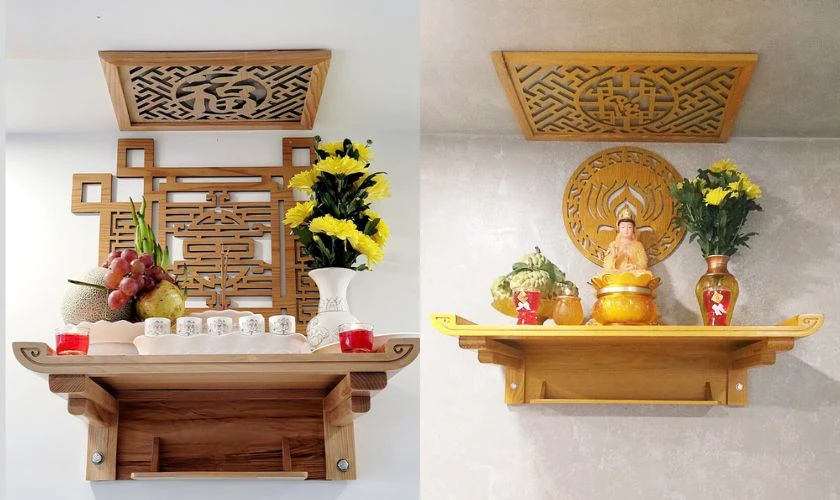 Mẫu trang trí bàn thờ treo tường ngày Tết