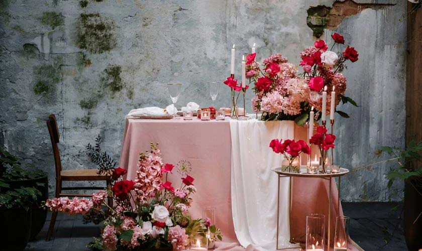 Trang trí bàn tiệc Valentine cho người yêu là bạn gái