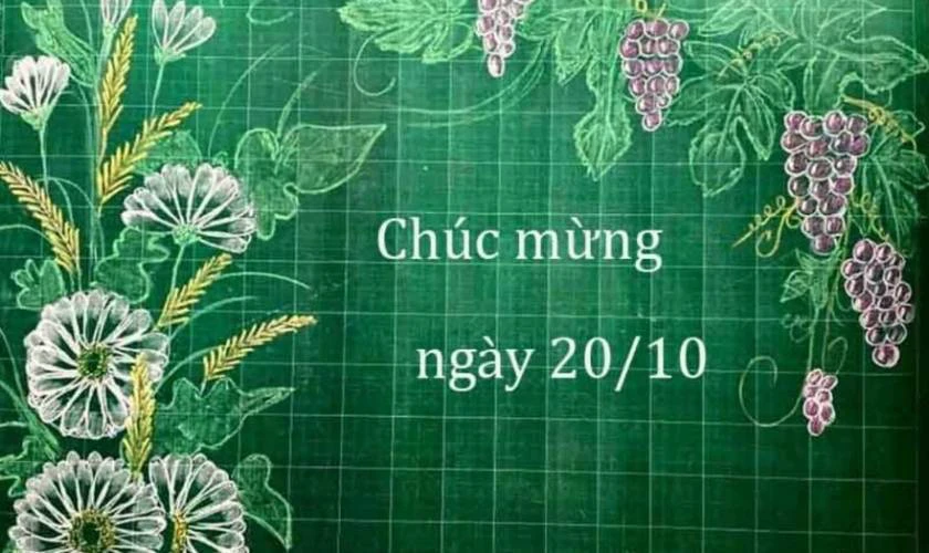 Trang trí bảng 20/10 đơn giản chủ đề hoa lá đơn giản