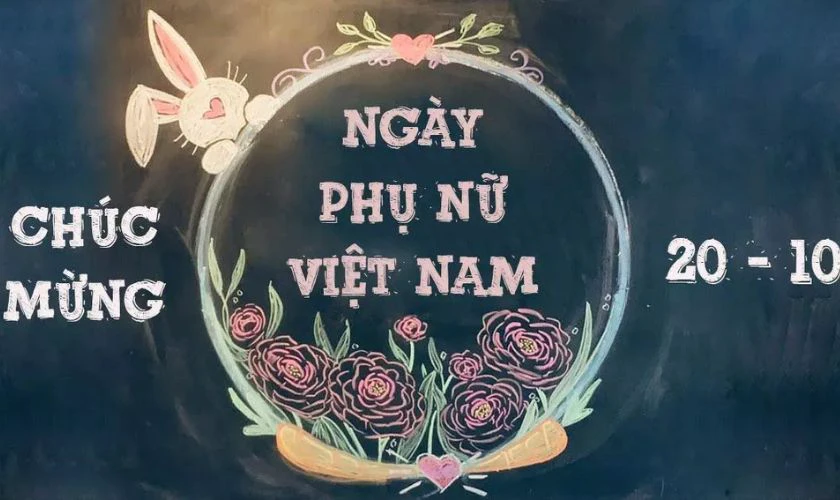 Trang trí bảng 20/10 đơn giản chủ đề hoa lá cute