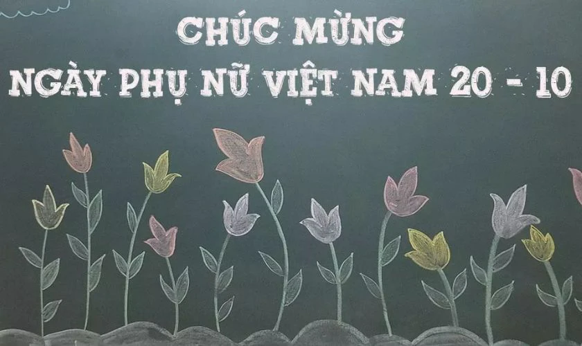Trang trí bảng 20/10 đơn giản chủ đề hoa lá cấp 1