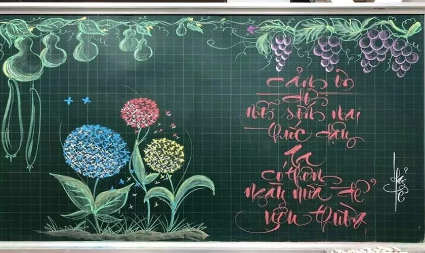 Trang trí bảng 20/10 đơn giản chủ đề hoa lá đẹp và đơn giản