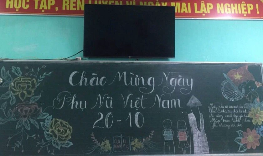 Trang trí bảng 20/10 đẹp chủ đề cô giáo