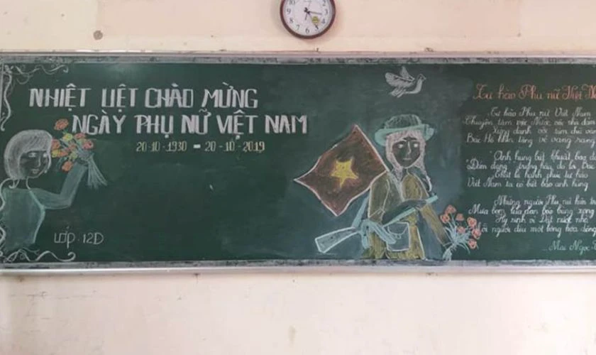 Trang trí bảng 20/10 đẹp chủ đề cô giáo đơn giản