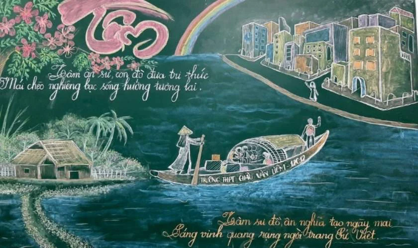 Trang trí bảng về cô giáo