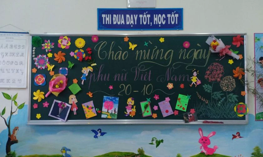 Mẫu trang trí bảng 20/10 chủ đề học sinh handmade