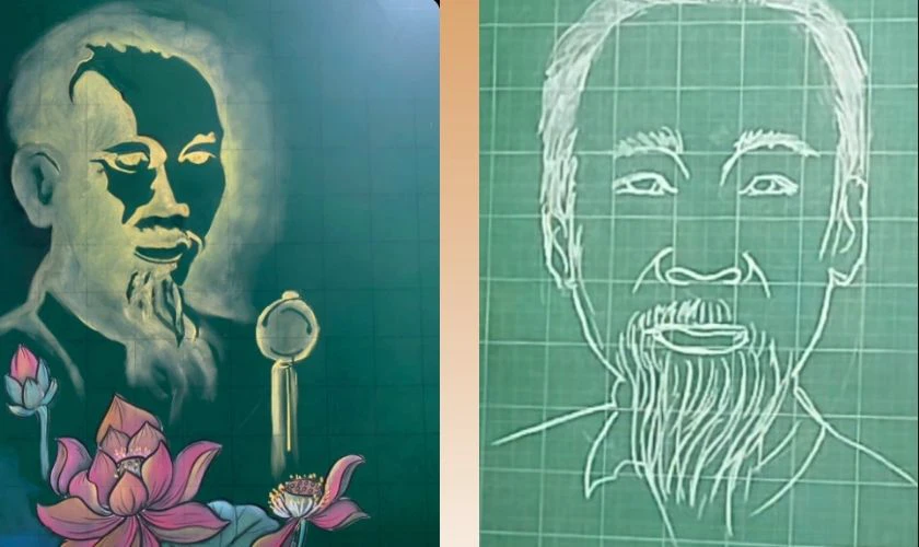 Mẫu trang trí bảng chủ đề Bác Hồ