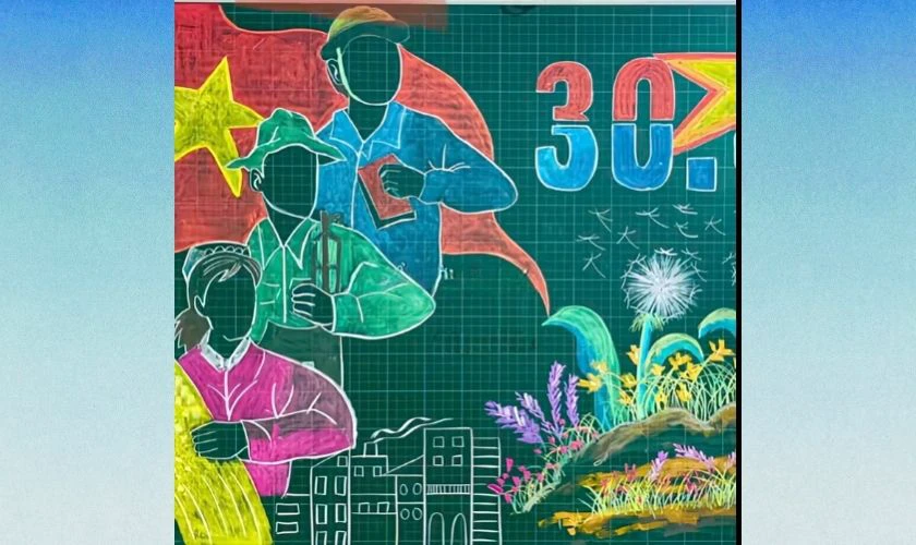 Trang trí bảng chủ đề người lao động