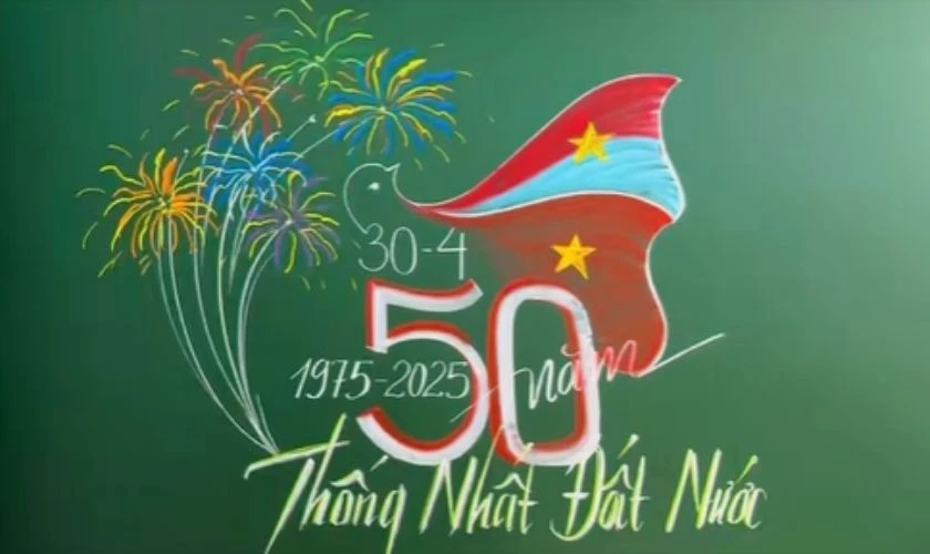 Mẫu trang trí bảng 30/4 chủ đề Đất nước