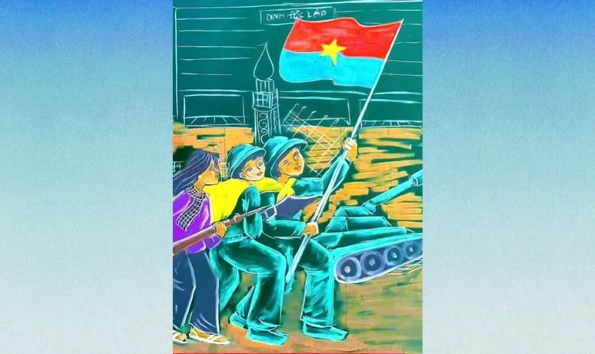 Mẫu trang trí bảng 30/4 chủ đề công dân Việt Nam