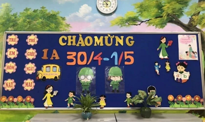 Mẫu trang trí bảng chủ đề chú bộ đội