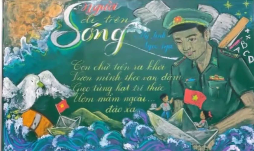 Mẫu trang trí bảng chủ đề biển đảo đẹp