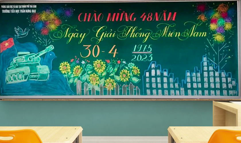 Vẽ bảng ngày 30/4 1/5 chủ đề xe tăng