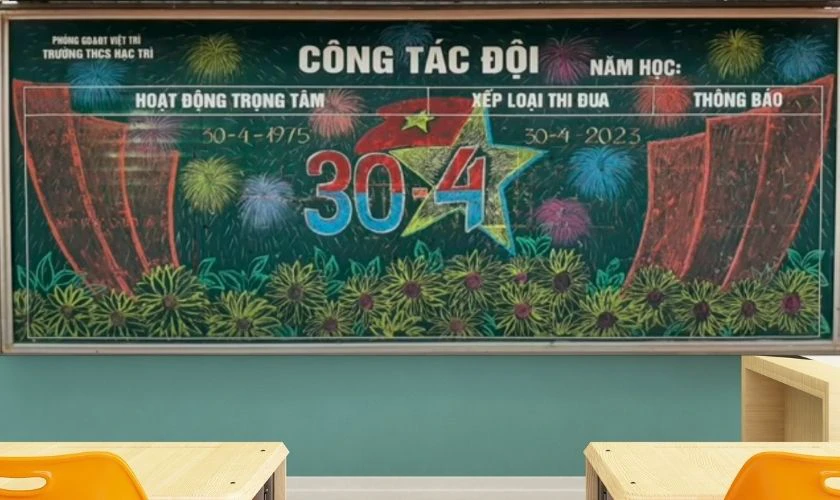 Trang trí bảng 30/4 1/5 chủ đề Đất nước