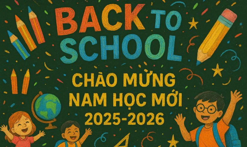 Trang trí bảng Back To School chủ đề học sinh
