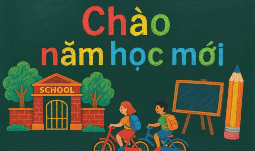 Vẽ trang trí bảng Back To School chủ đề trường học